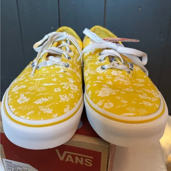 Vans Bright Yellow Floral Canvas Shoes - Picture 5 of 6